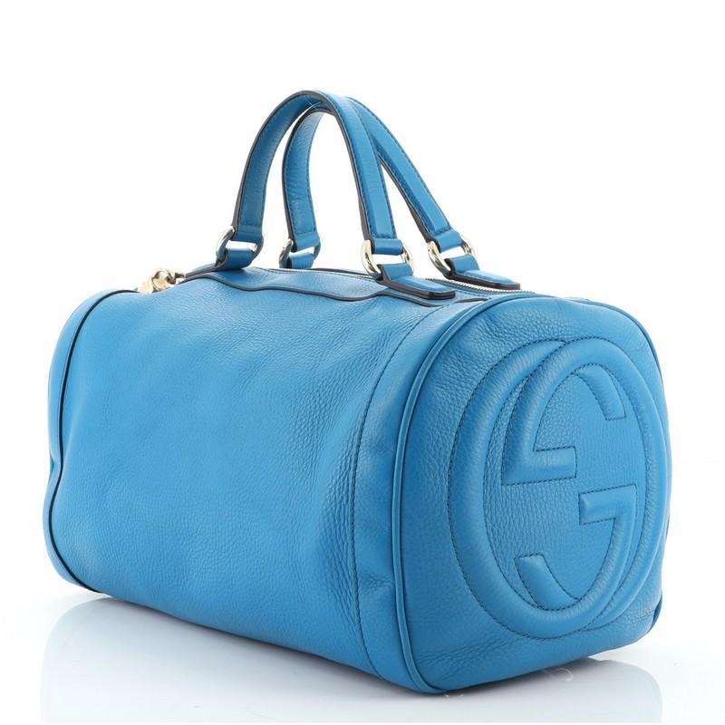 Blue Gucci Soho Boston Bag Leather