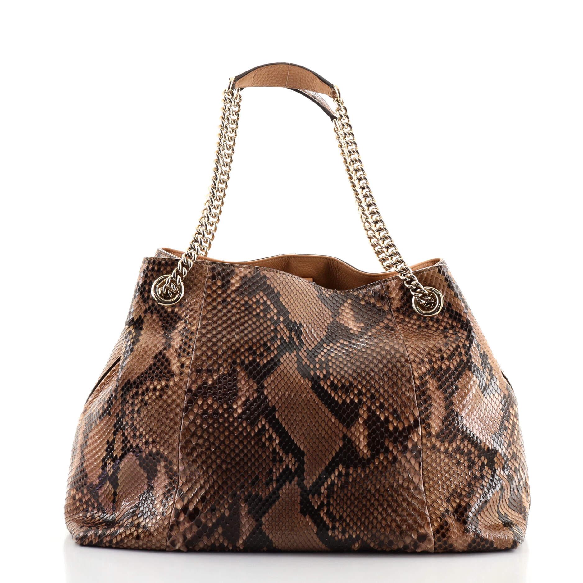 Brown Gucci Model: Soho Chain Strap Shoulder Bag Python Medium