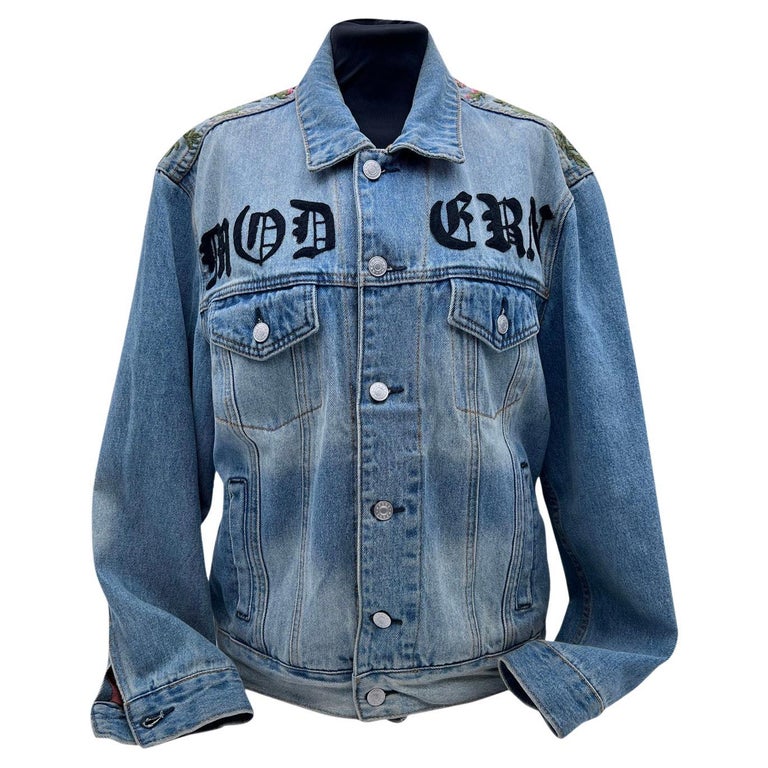Gucci Modern Light Blue Denim Embroidered Jeans Men Jacket Size 42 IT For  Sale at 1stDibs | gucci jean jacket