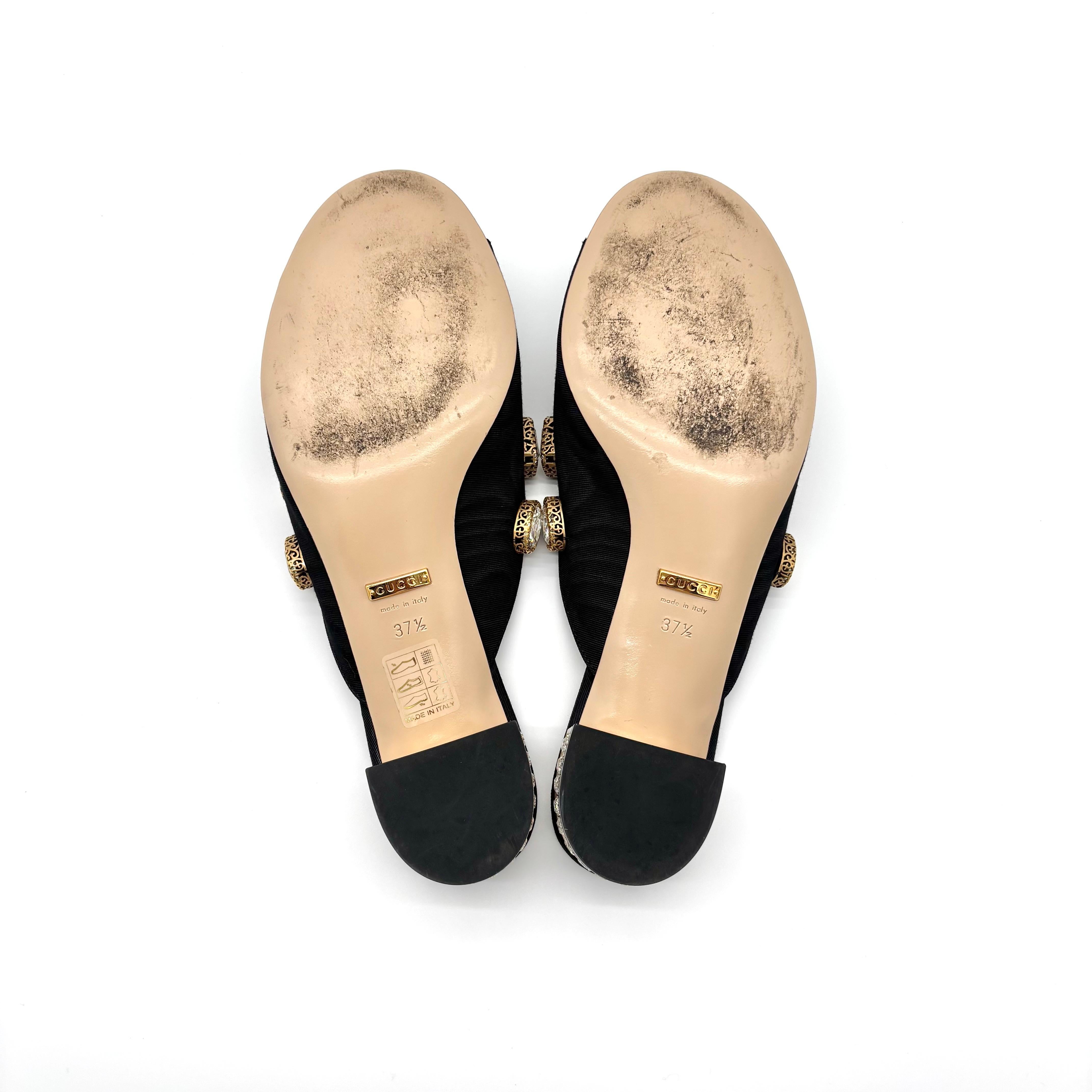 Gucci Moire Crystal Embellished Lyric Interlocking GG Slip On Slides Mules 37.5 im Angebot 1
