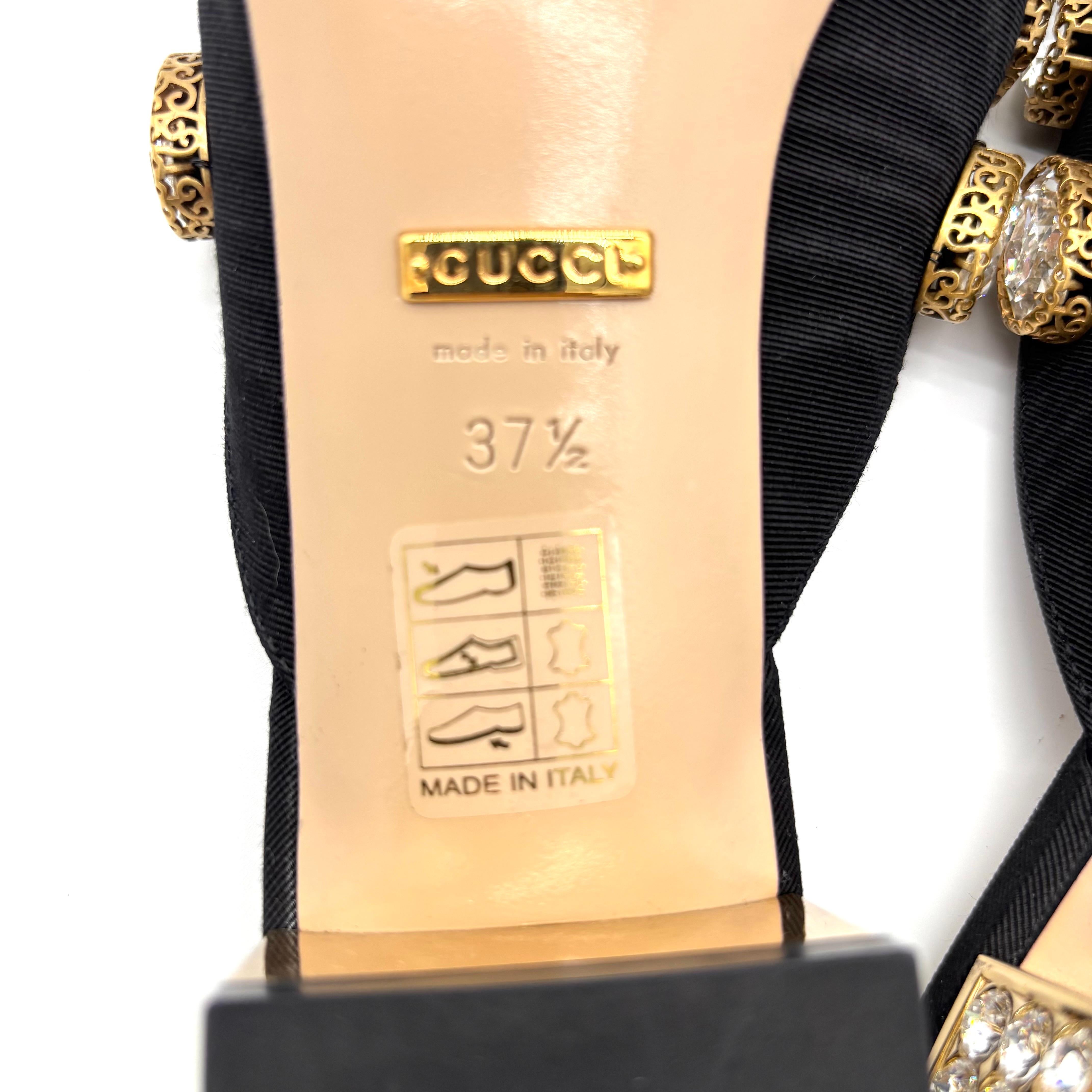 Gucci Moire Crystal Embellished Lyric Interlocking GG Slip On Slides Mules 37.5 im Angebot 2