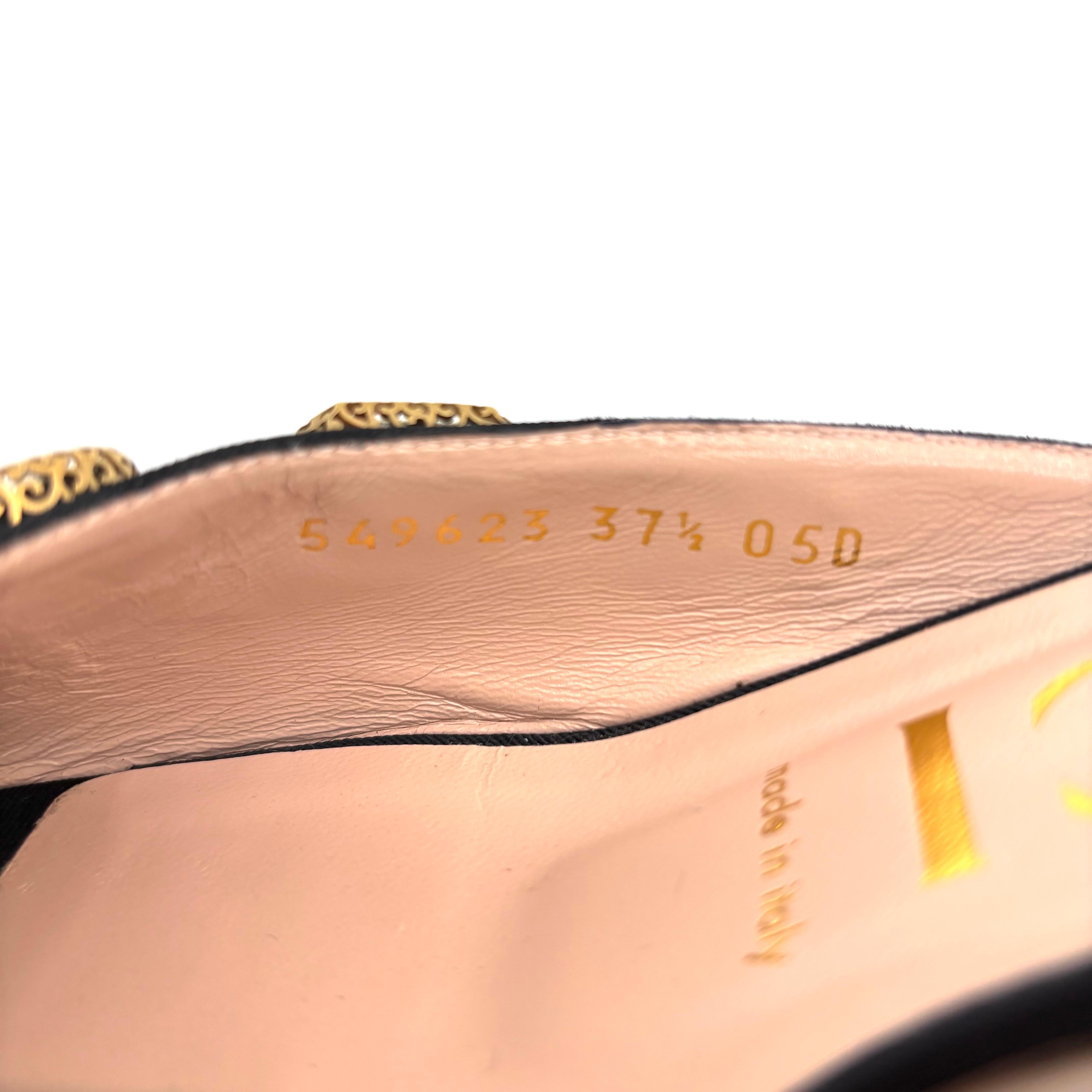 Gucci Moire Crystal Embellished Lyric Interlocking GG Slip On Slides Mules 37.5 im Angebot 3