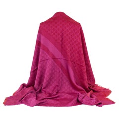 Gucci Monogram 2 tone Fuchsia Shawl NEW
