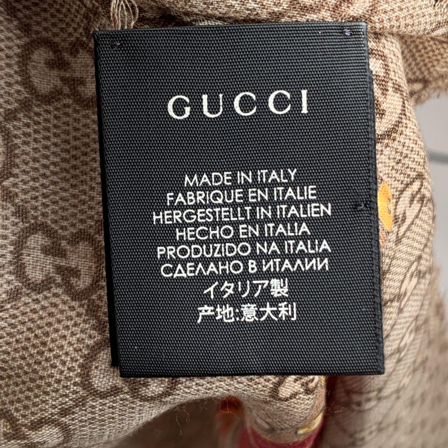 Women's Gucci Monogram and Oshibana Flowers Wool Shawl Scarf