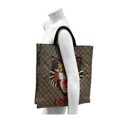 Gucci Monogram Angry Cat Tote Handbag (2017)