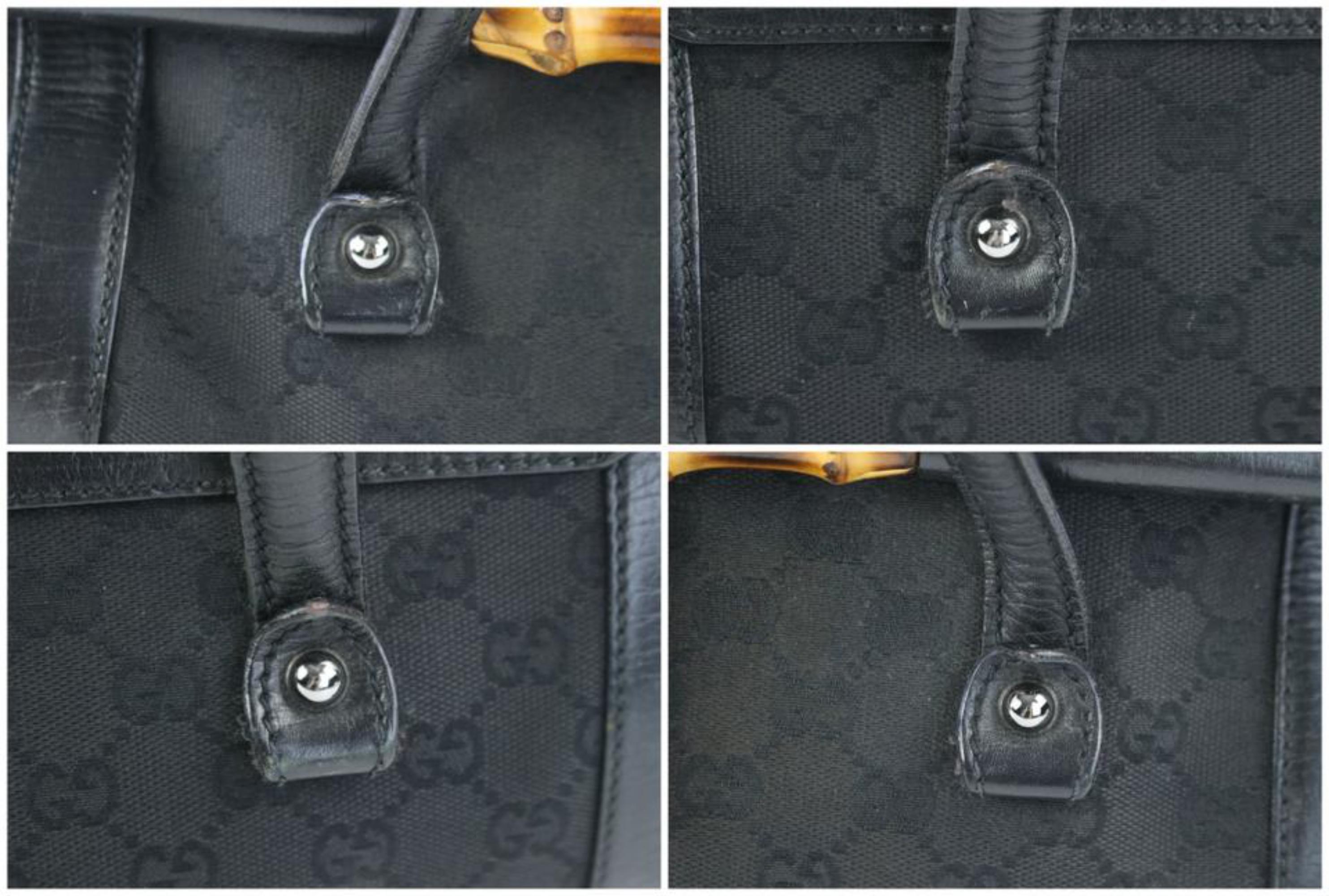 Gucci Monogram Bamboo Bullet 08gz0720 Black Coated Canvas Shoulder Bag For Sale 7