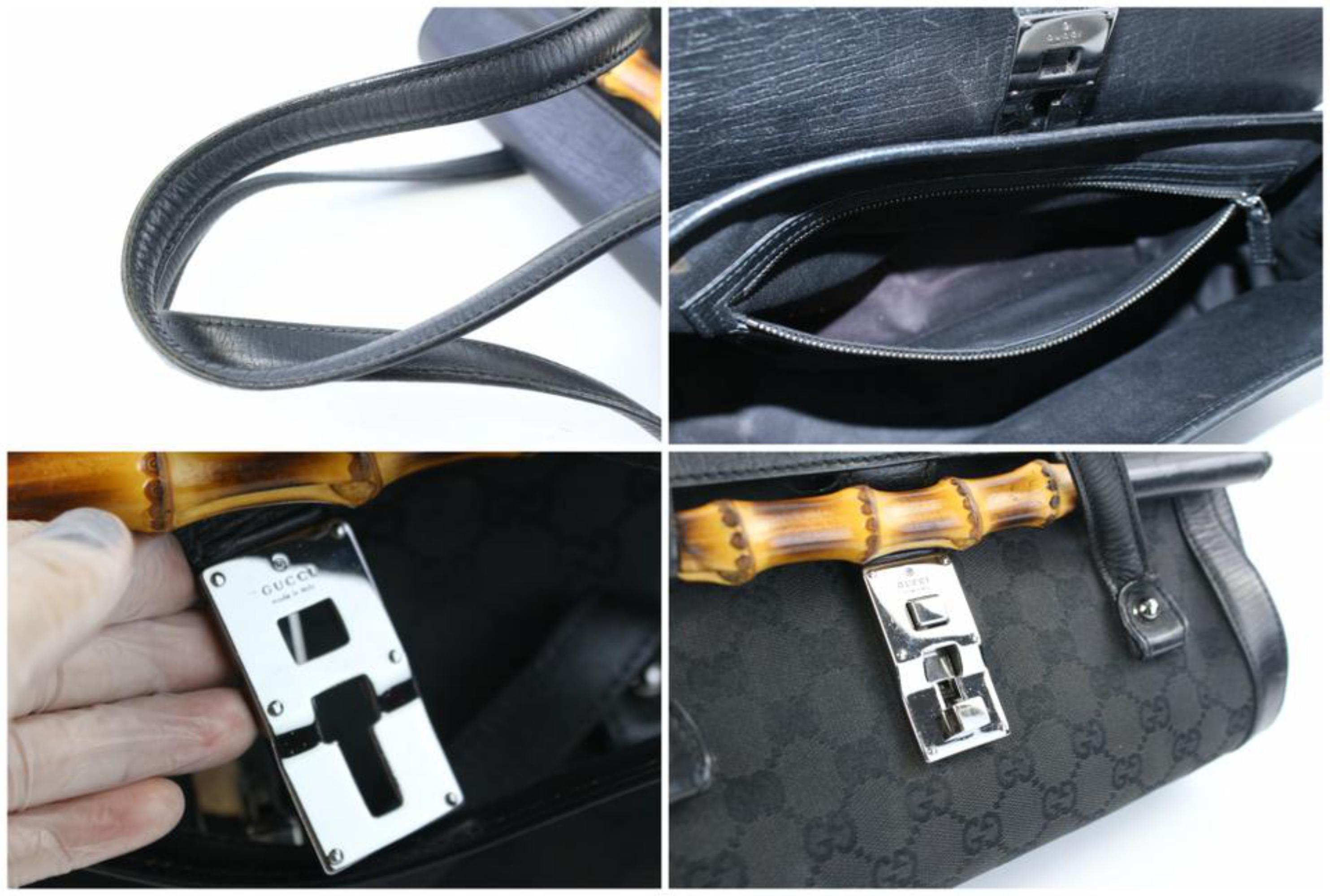 Gucci Monogram Bamboo Bullet 08gz0720 Black Coated Canvas Shoulder Bag For Sale 1