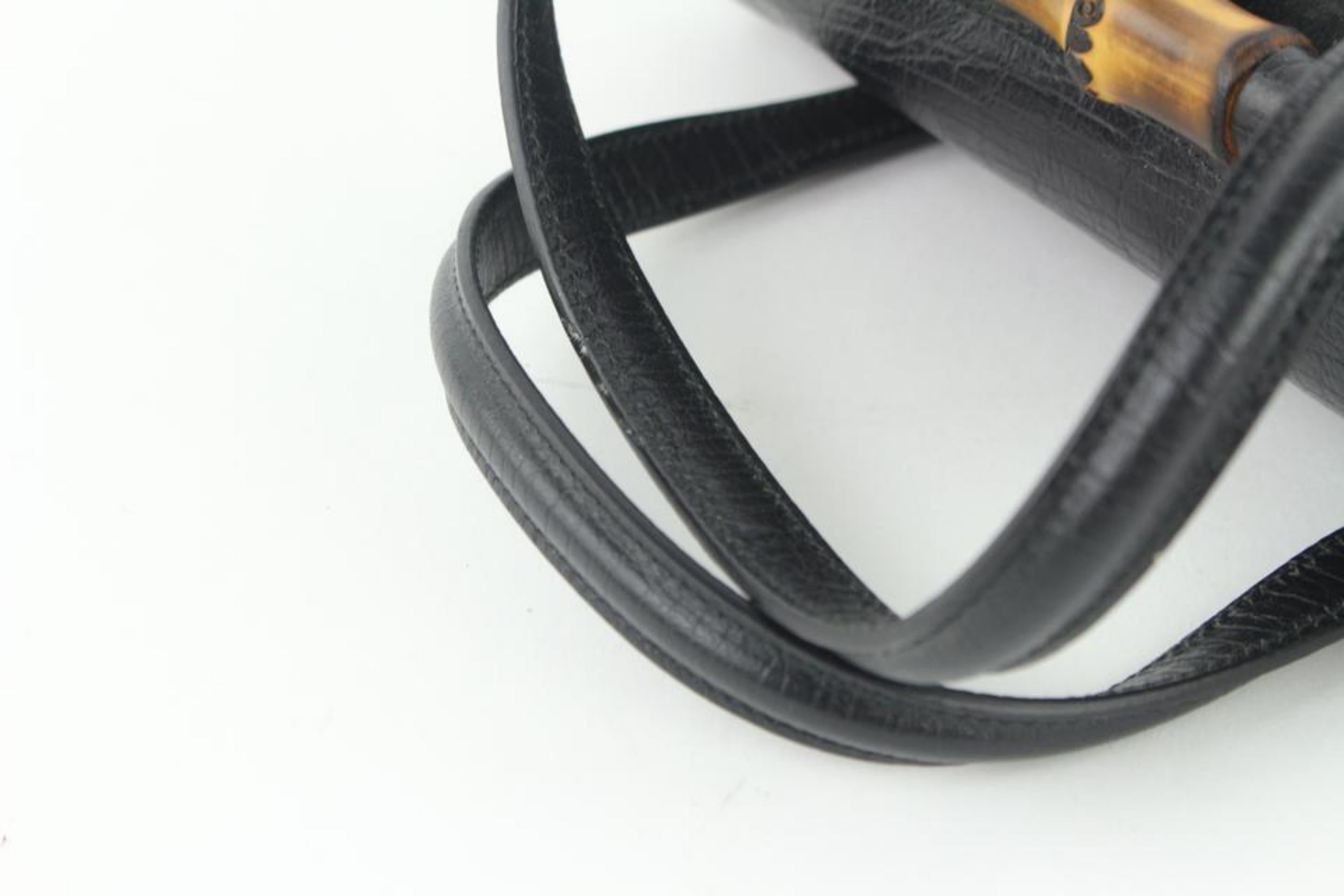 Gucci Monogram Bamboo Bullet 20gz1016 Black Leather Shoulder Bag For Sale 6