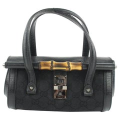 Gucci Monogram Bamboo Bullet 20gz1016 Black Leather Shoulder Bag