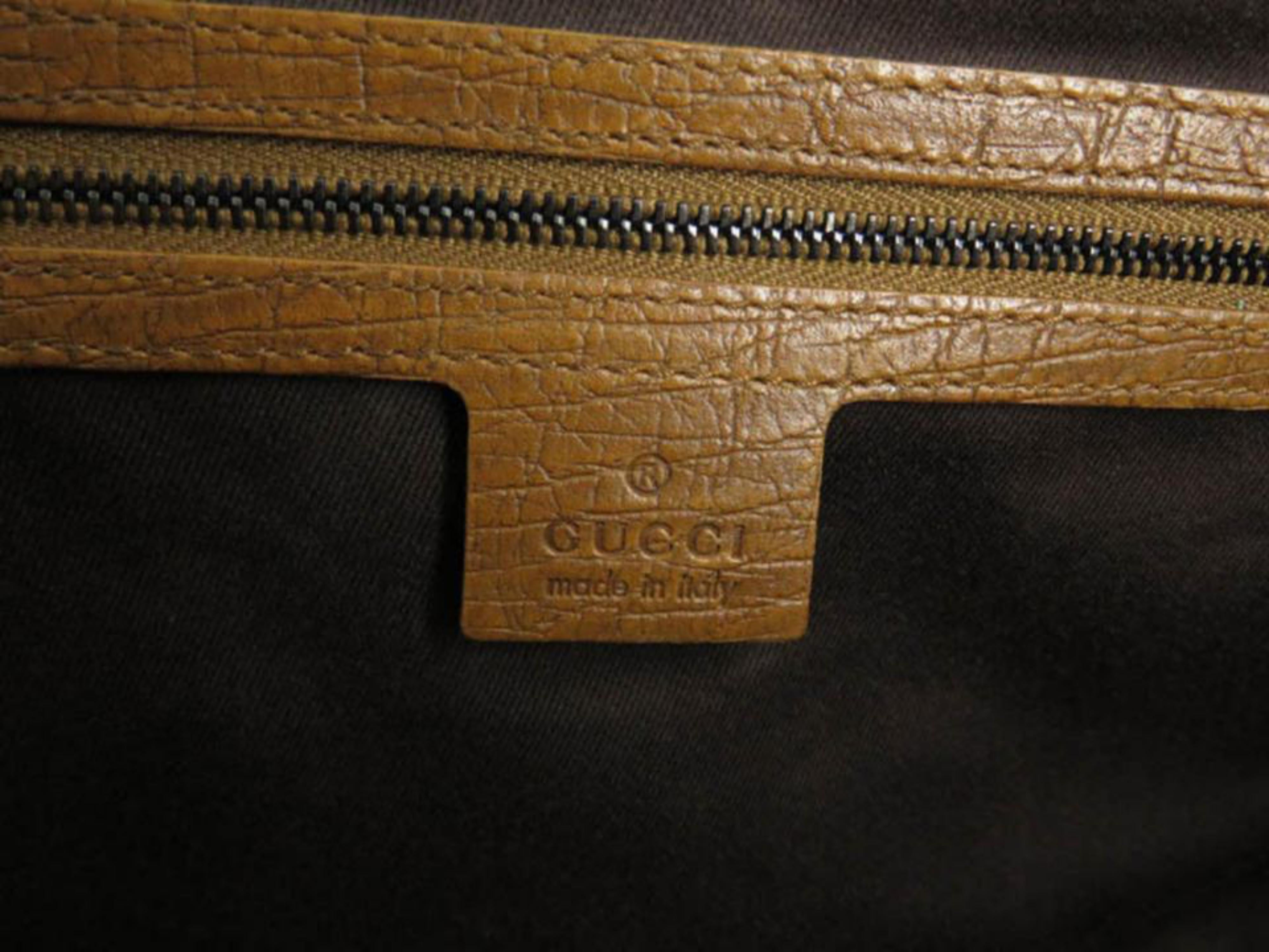Gucci Monogram Bamboo Bullet 868091 Brown Canvas Satchel For Sale 1