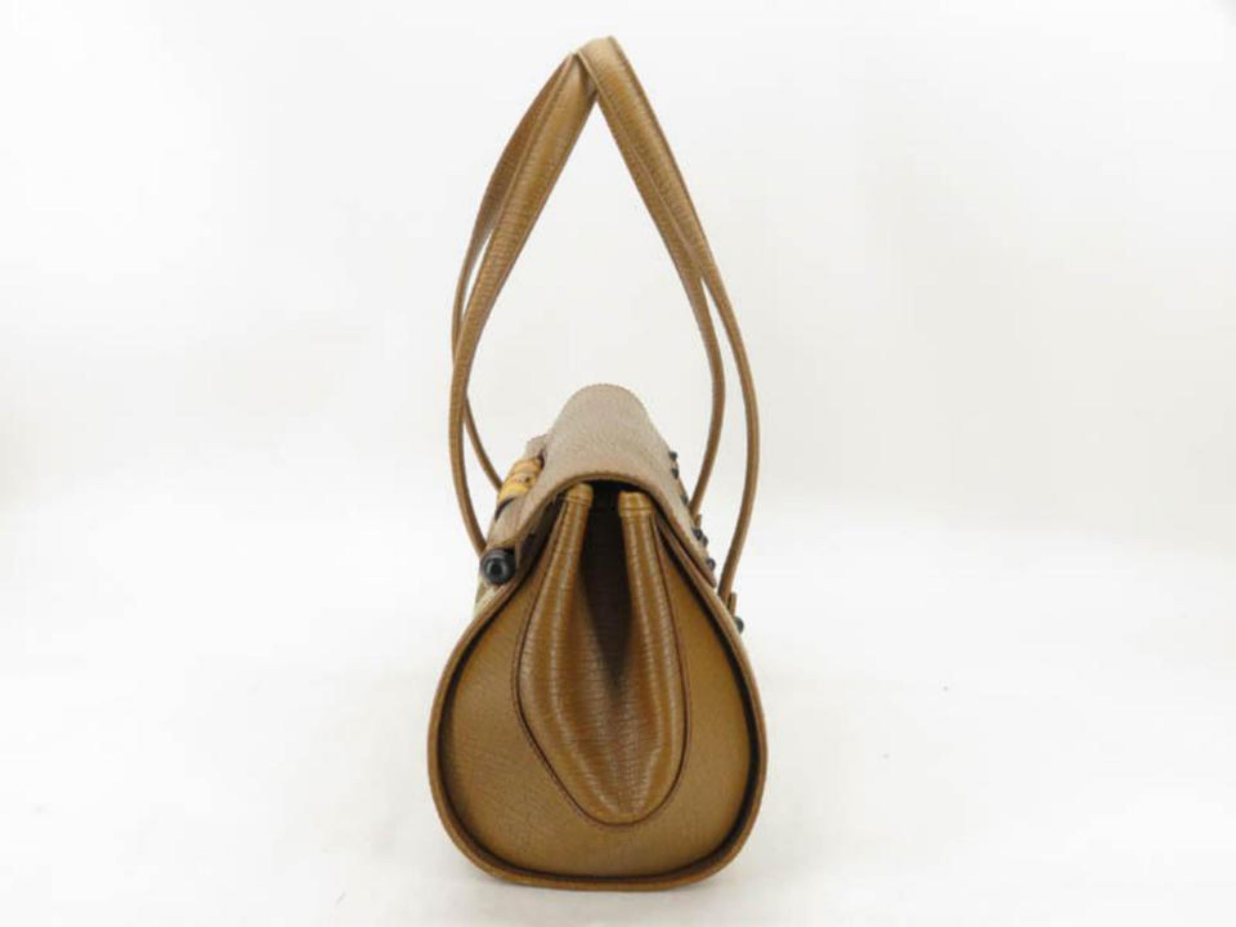 Gucci Monogram Bamboo Bullet 868091 Brown Canvas Satchel For Sale at ...