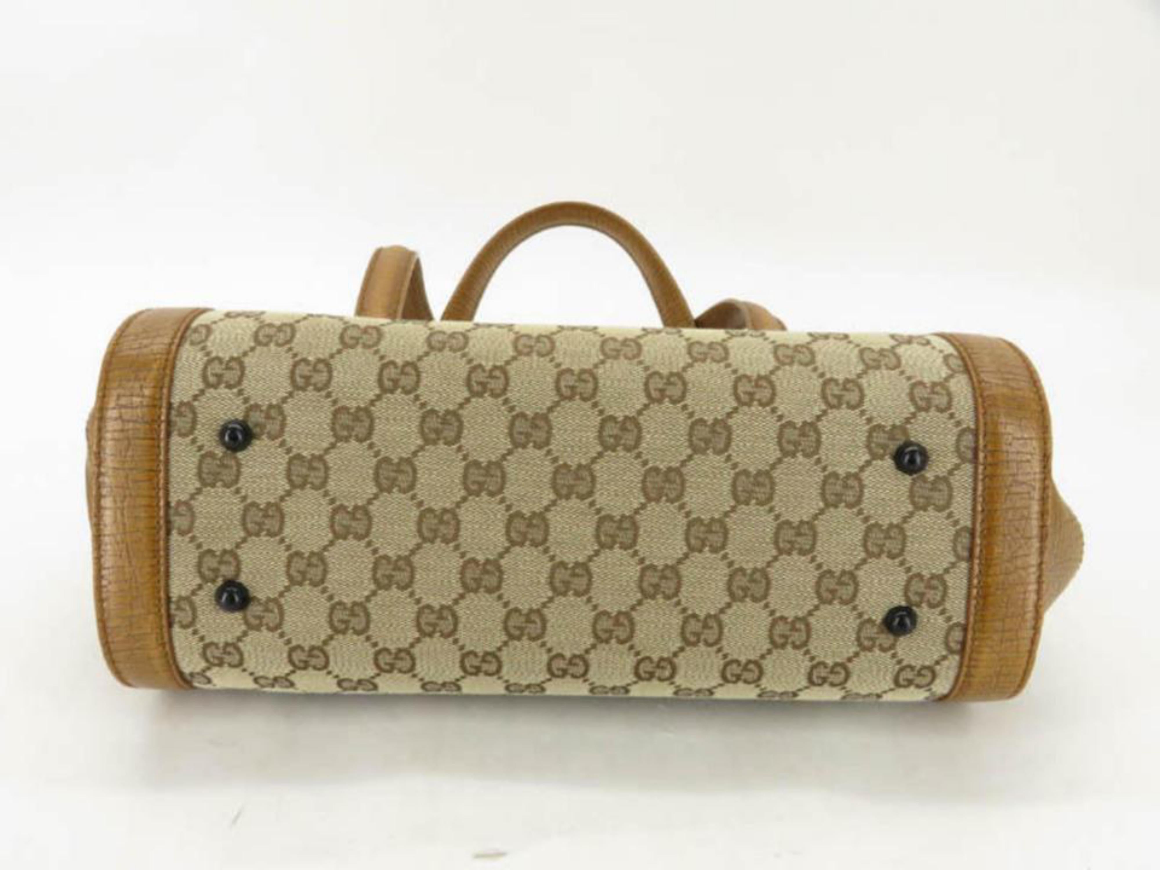 Gucci Monogram Bamboo Bullet 868091 Brown Canvas Satchel For Sale 5