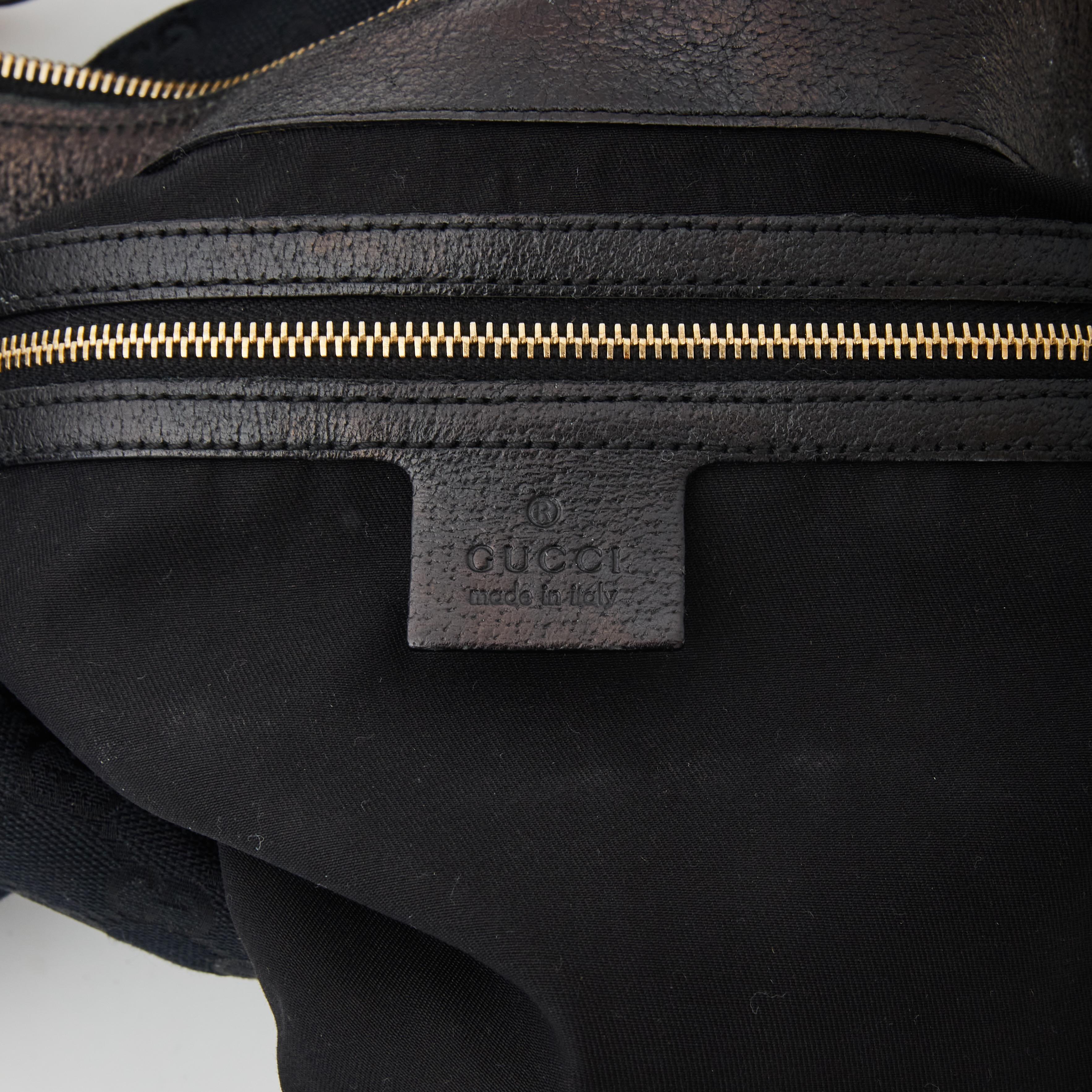 Gucci Monogram Bamboo Ring Black Hobo Shoulder Bag (137577) 1