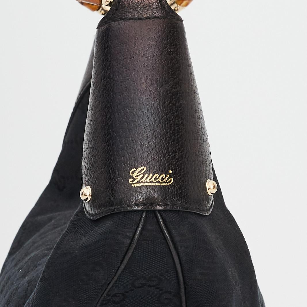 Gucci Monogram Bamboo Ring Black Hobo Shoulder Bag (137577) 4