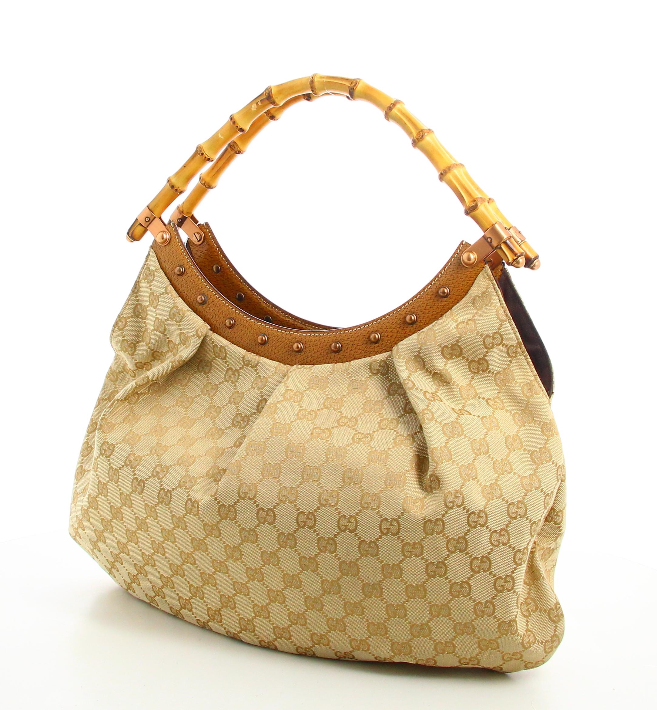 Gucci Monogram Beige Handbag  In Good Condition For Sale In PARIS, FR