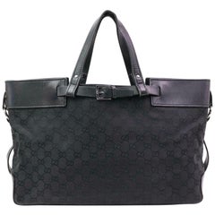 Gucci Monogram Belt Buckle Shopper 870276 Black Canvas Tote