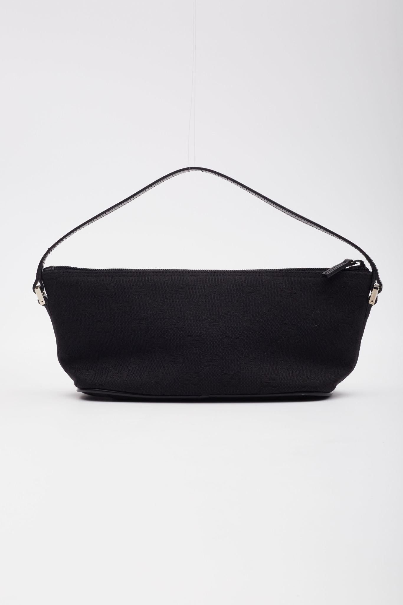 Gucci Monogram Black Boat Pochette Bag For Sale 1