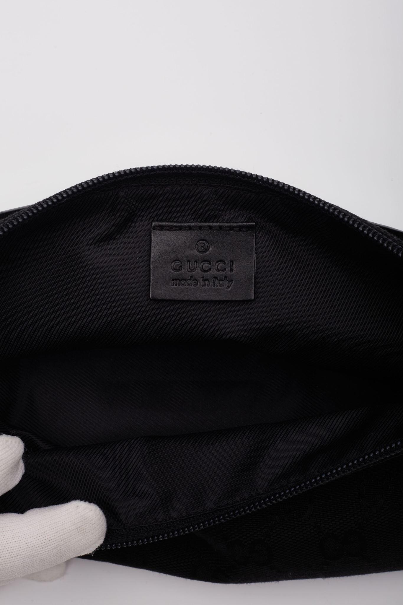 Gucci Monogram Black Boat Pochette Bag For Sale 4