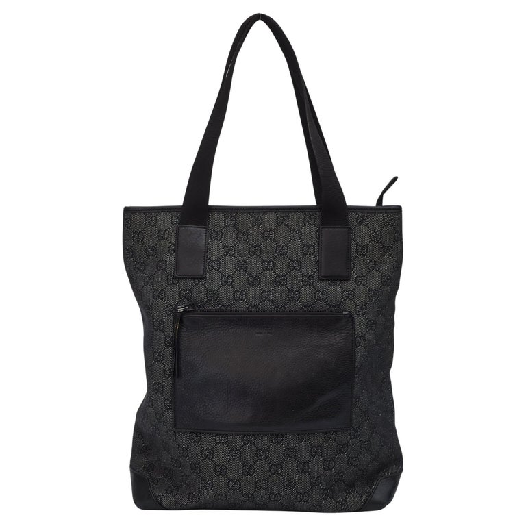 Gucci Monogram Black Canvas Tall Tote Bag (143423) For Sale at 1stDibs