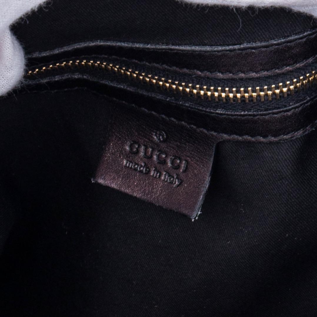 Donna Gucci monogram Nero Medio Top Handle Indy Hobo Borsa Bamboo (177139)