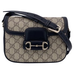 Gucci Monogram Black Small Horsebit 1955 Soft Shoulder Bag