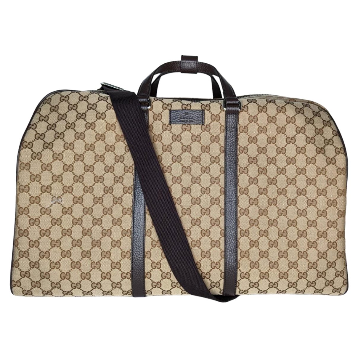 Gucci Monogram Boston Duffel Bag Dark Brown