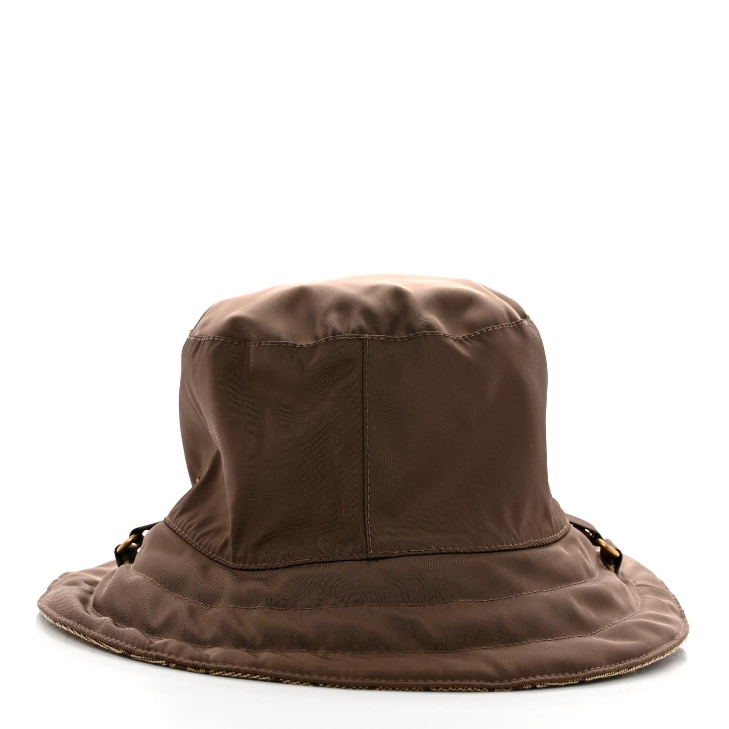 Women's or Men's Gucci Monogram Brown Canvas Reversible Bucket Hat S For Sale