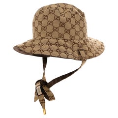 Gucci Monogram Brown Canvas Reversible Bucket Hat S