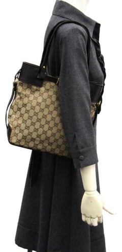 Gucci Monogram Buckle 228041 Brown Canvas Tote