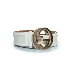 Gucci, monogram canvas and leather GG buckle belt