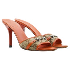 Gucci Monogram Canvas and Orange Leather Sandals, Circa 2000