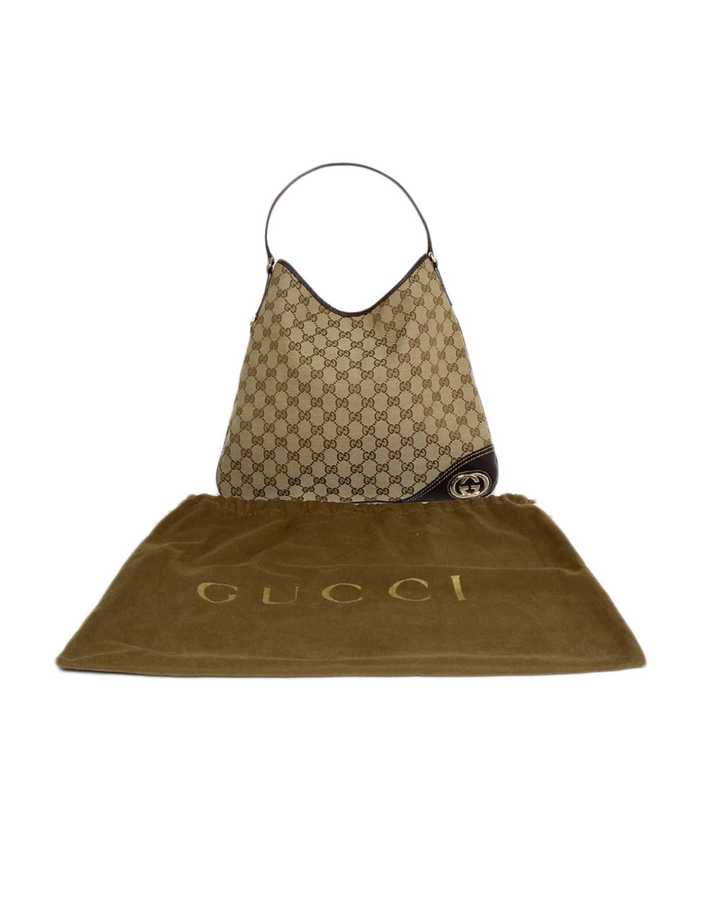 Gucci Monogram Canvas Britt Hobo Bag w/ Leather Trim 7
