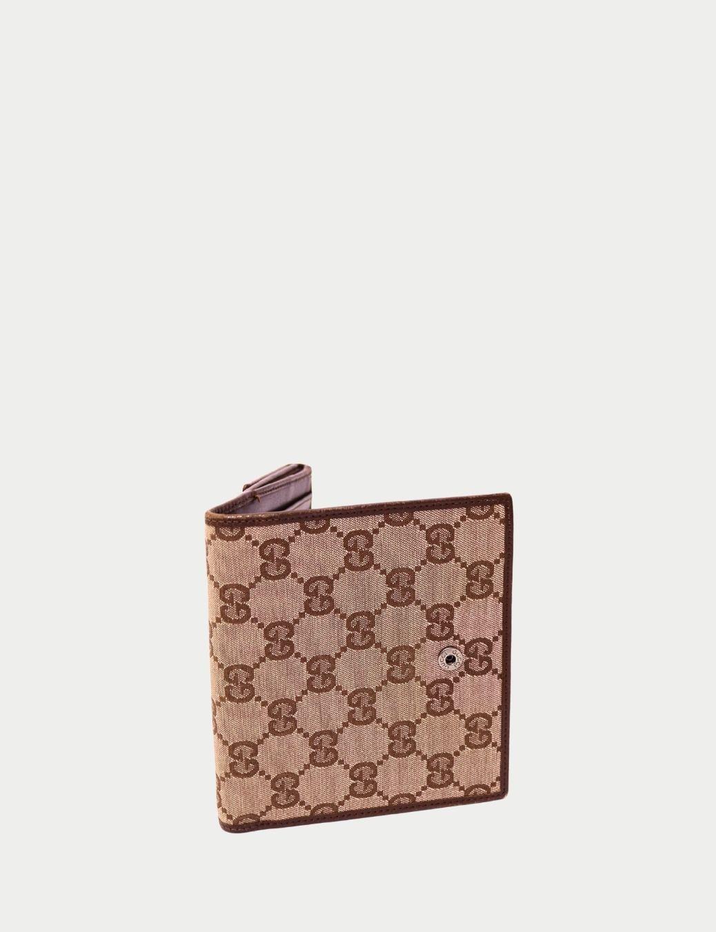 Donna Portafoglio Gucci Monogram in tela marrone in vendita
