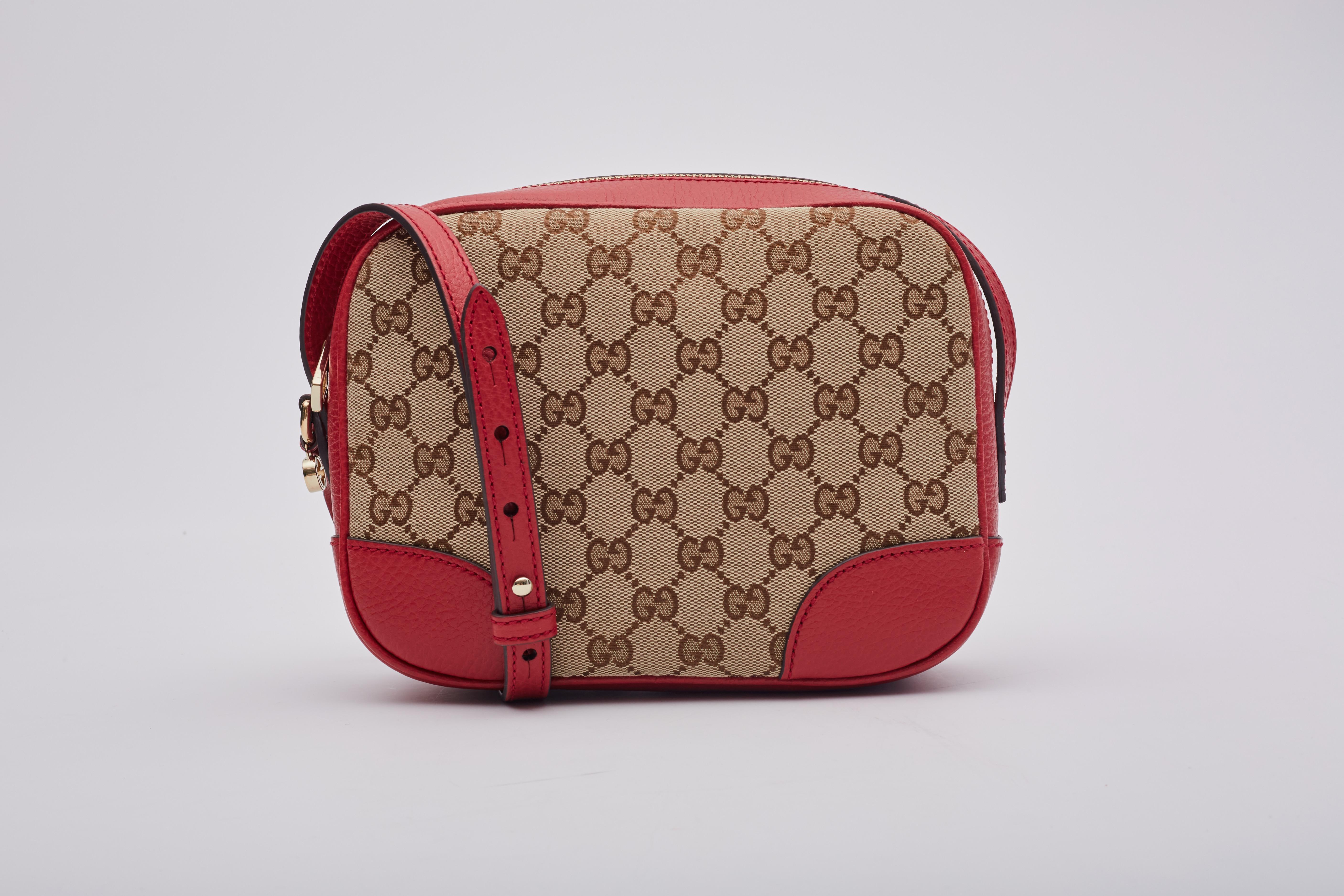 Brown Gucci Monogram Canvas Ebony/rosso Bree Messenger Bag Mini For Sale