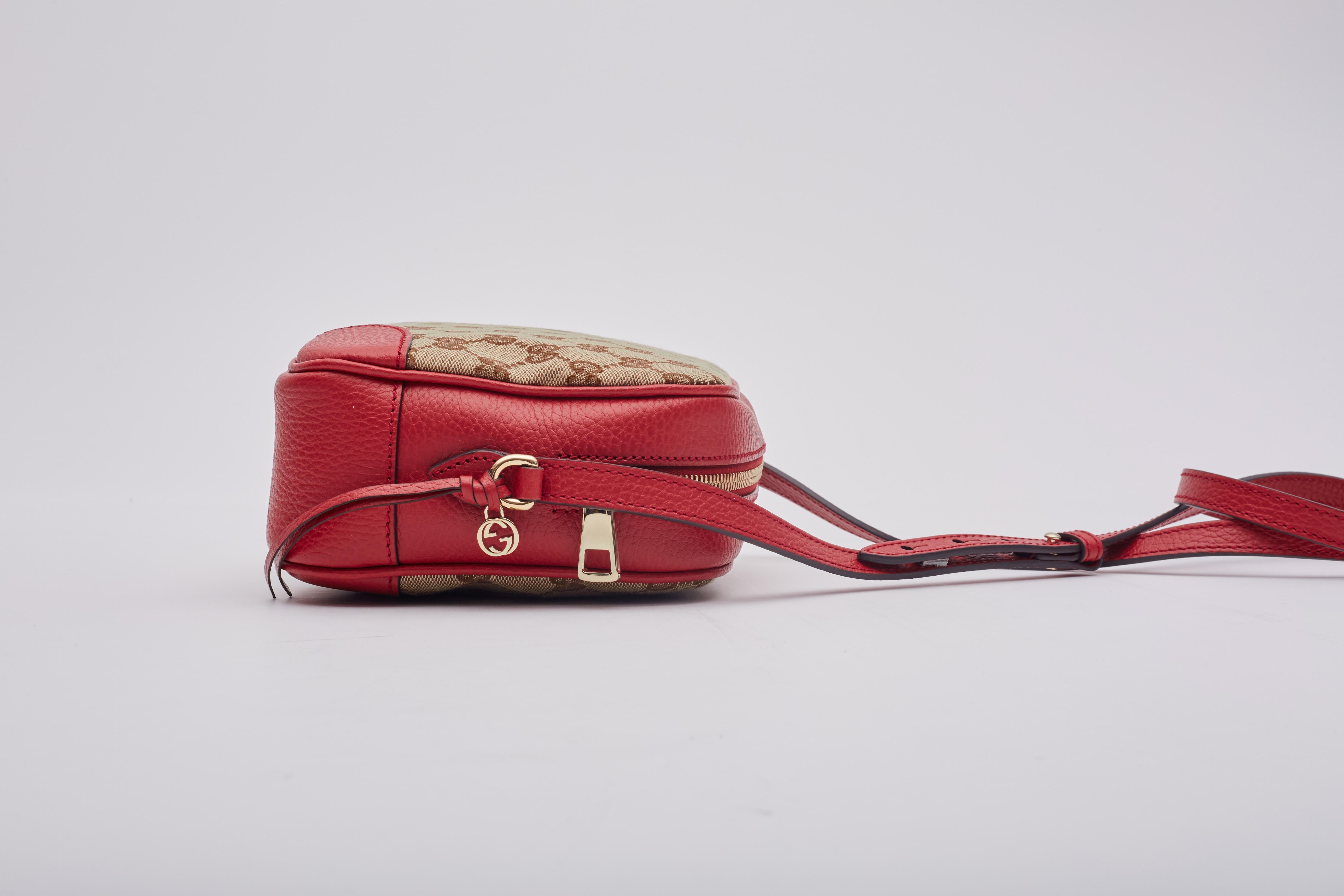 Gucci Monogram Canvas Ebony/rosso Bree Messenger Bag Mini For Sale 2