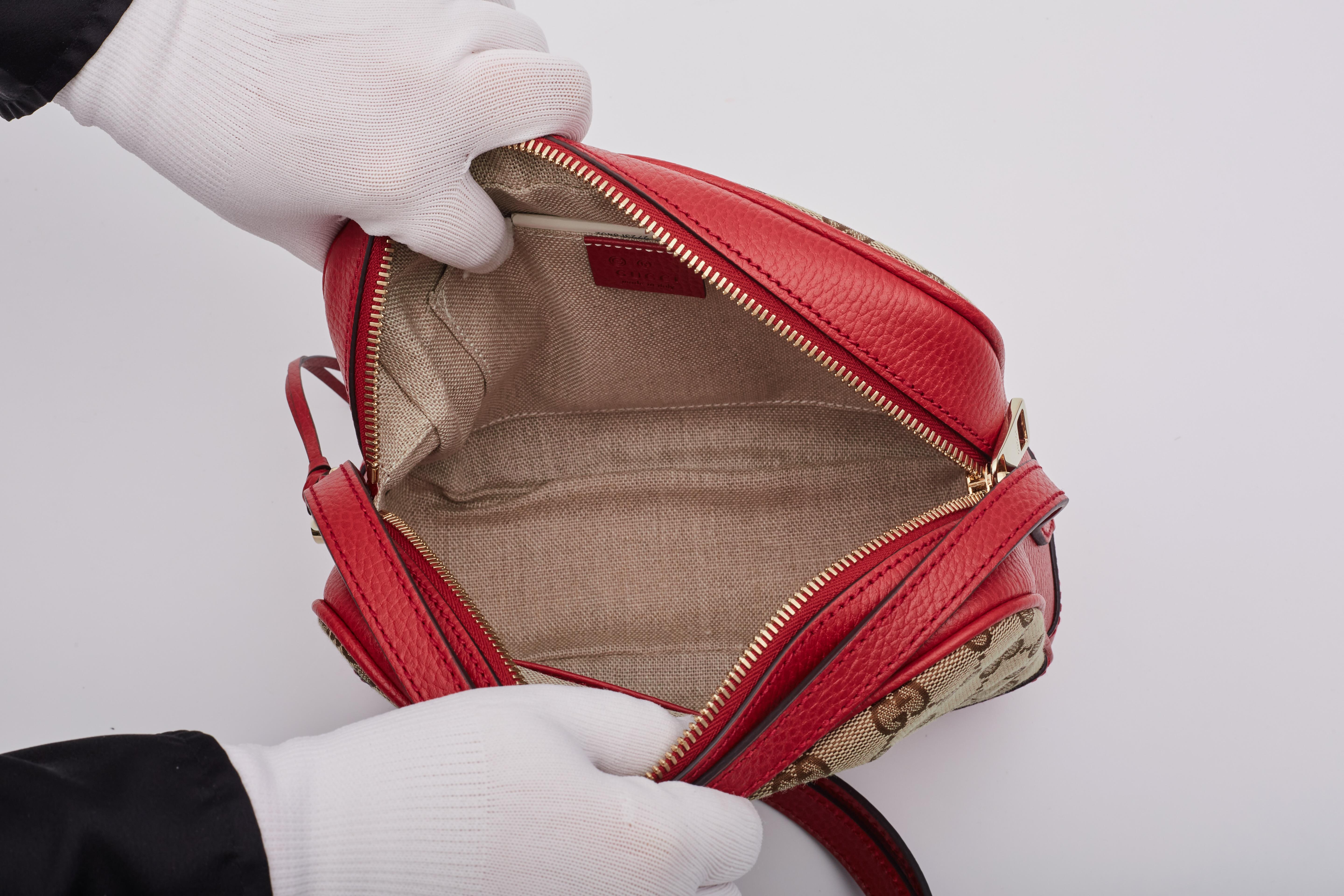 Gucci Monogram Canvas Ebony/rosso Bree Messenger Bag Mini For Sale 3