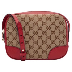 Gucci Monogram Canvas Ebony/rosso Bree Messenger Bag Mini