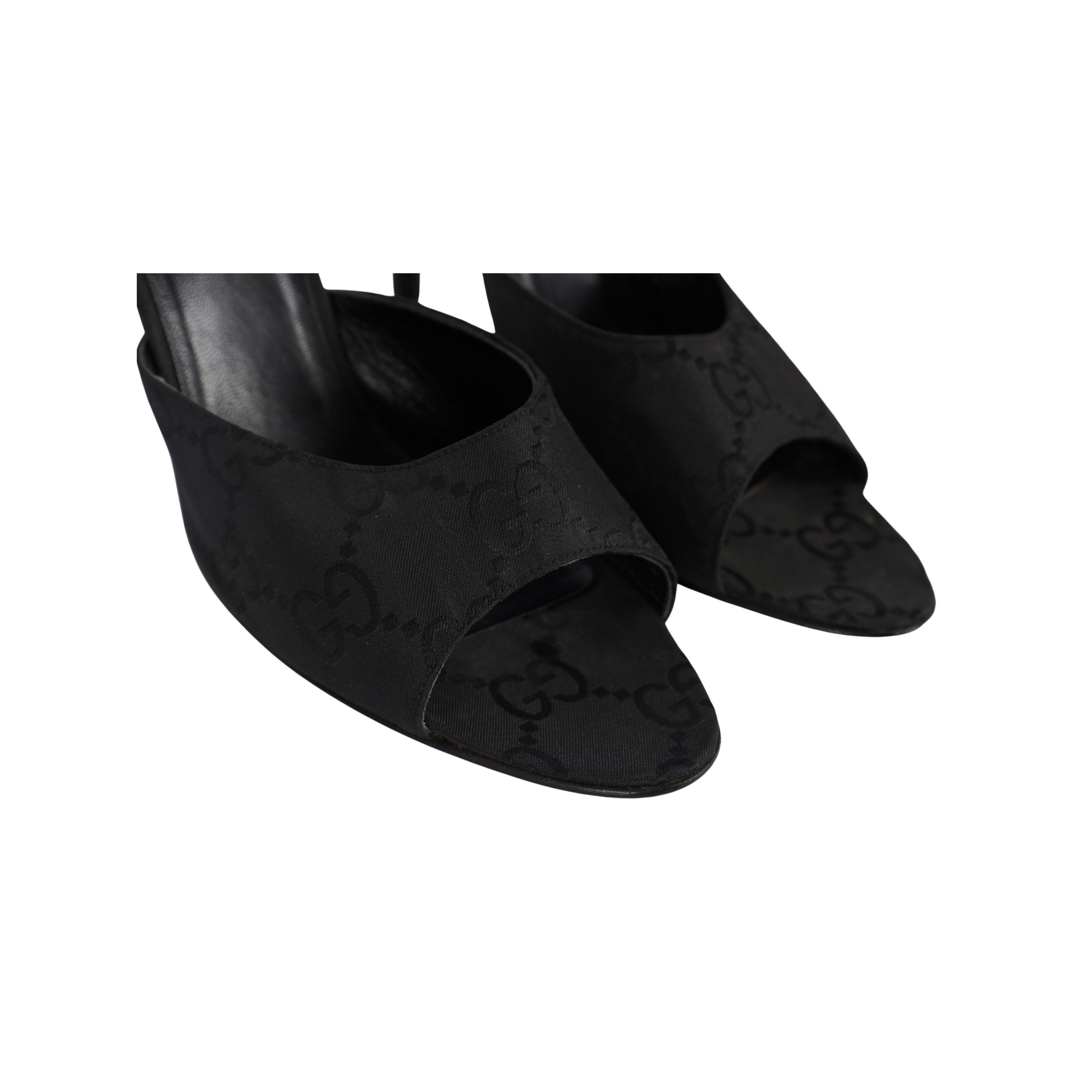 Women's Gucci Monogram Canvas Heel Sandals