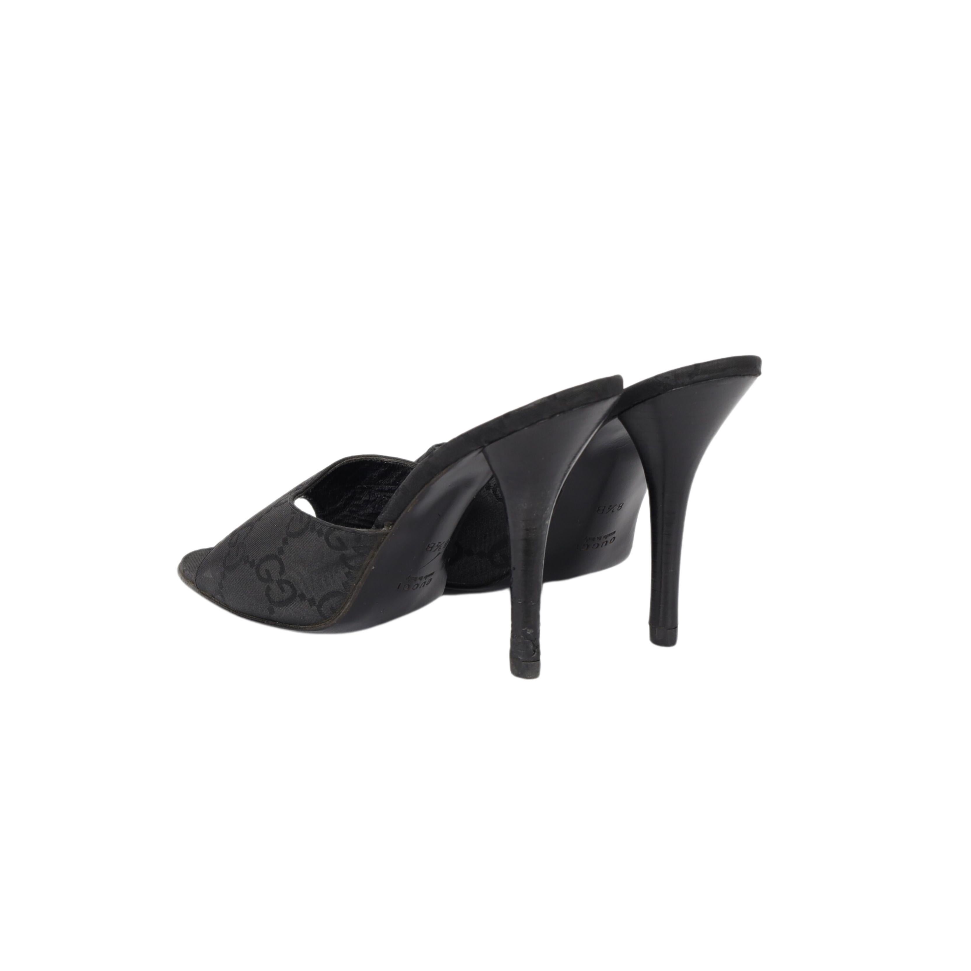 Gucci Monogram Canvas Heel Sandals 2