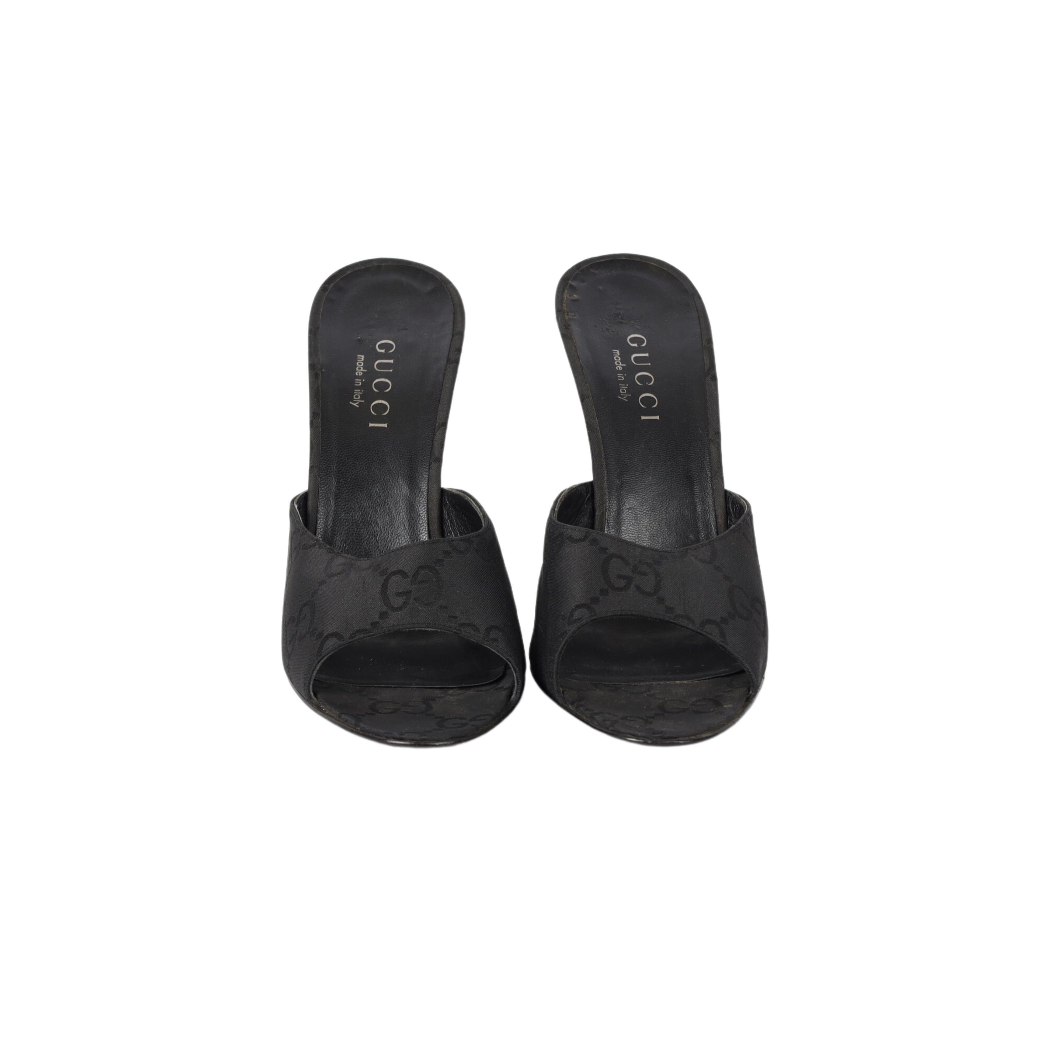 Gucci Monogram Canvas Heel Sandals 3