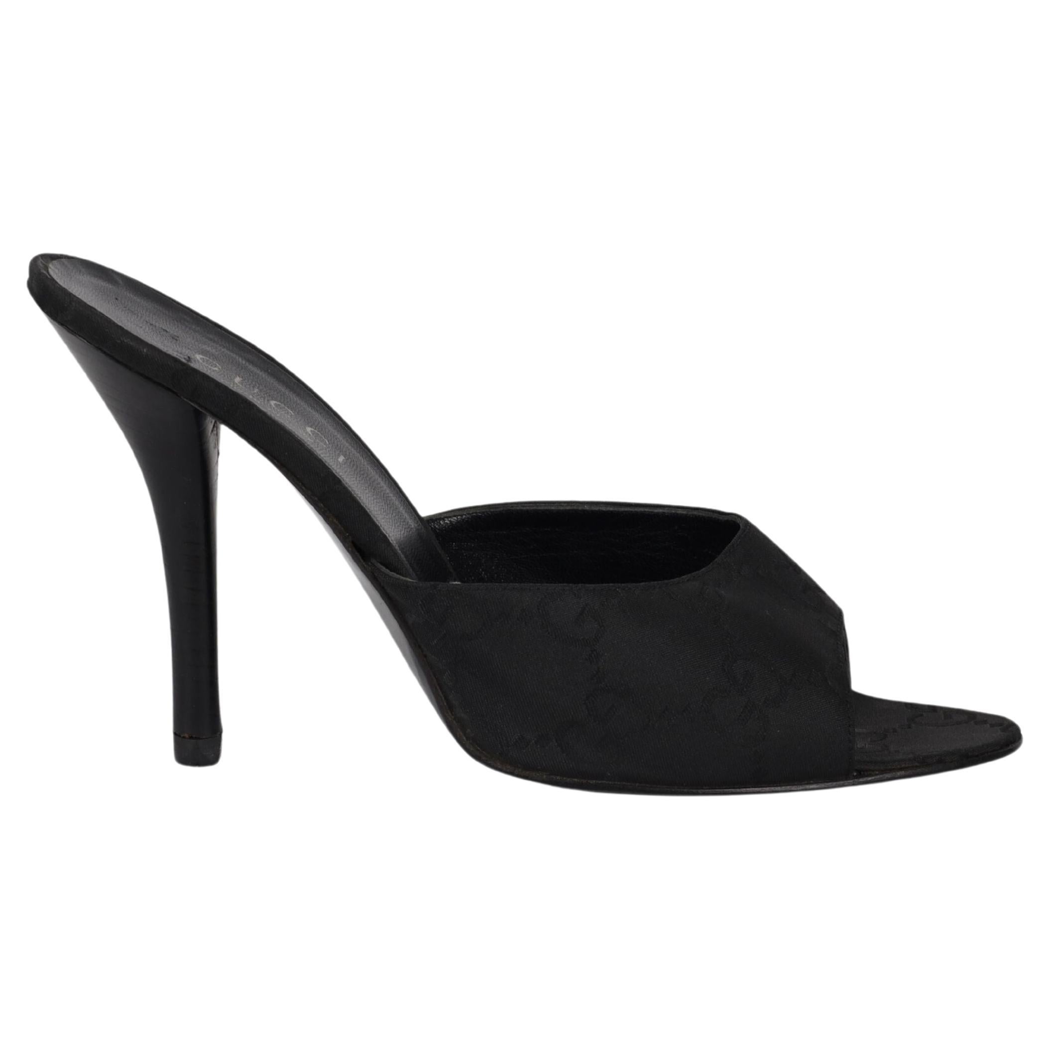 Gucci Monogram Canvas Heel Sandals