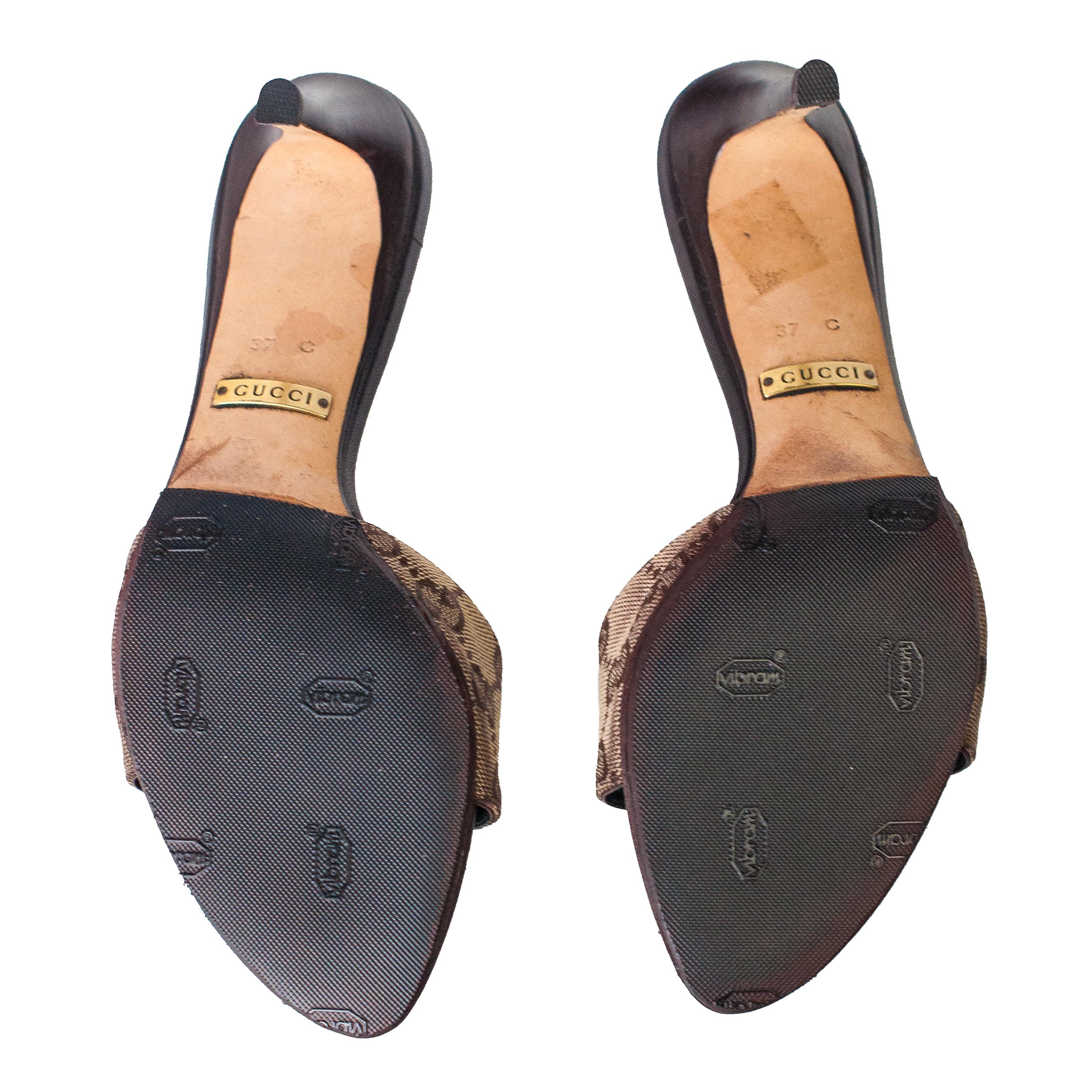 Gucci Monogram Canvas High Heel Mules size 37 1