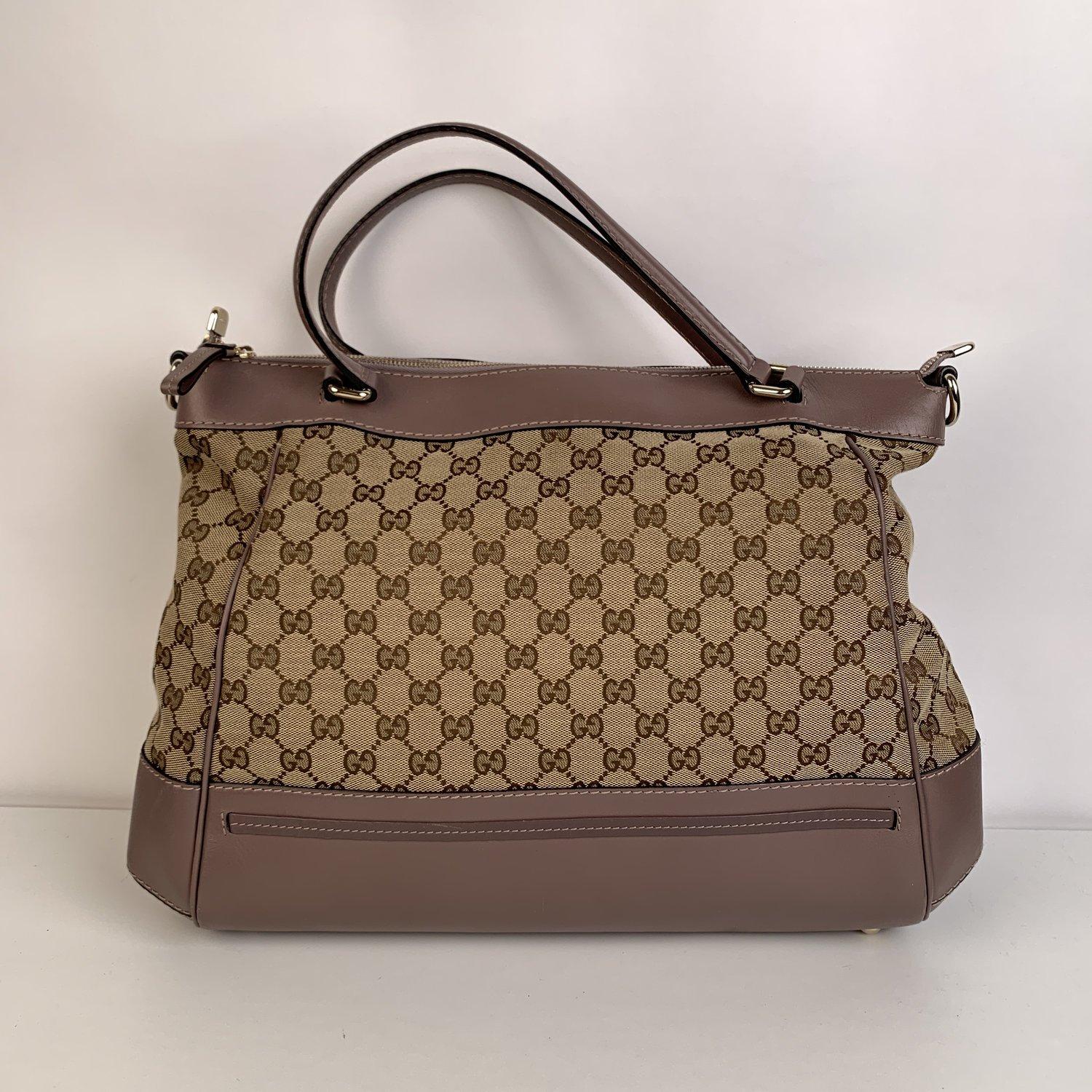 Brown Gucci Monogram Canvas Large Mayfair Tote Bag with Strap