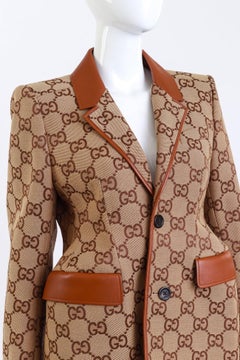 Gucci Monogram Canvas & Leather GG Hourglass Jacket (US 8-10)