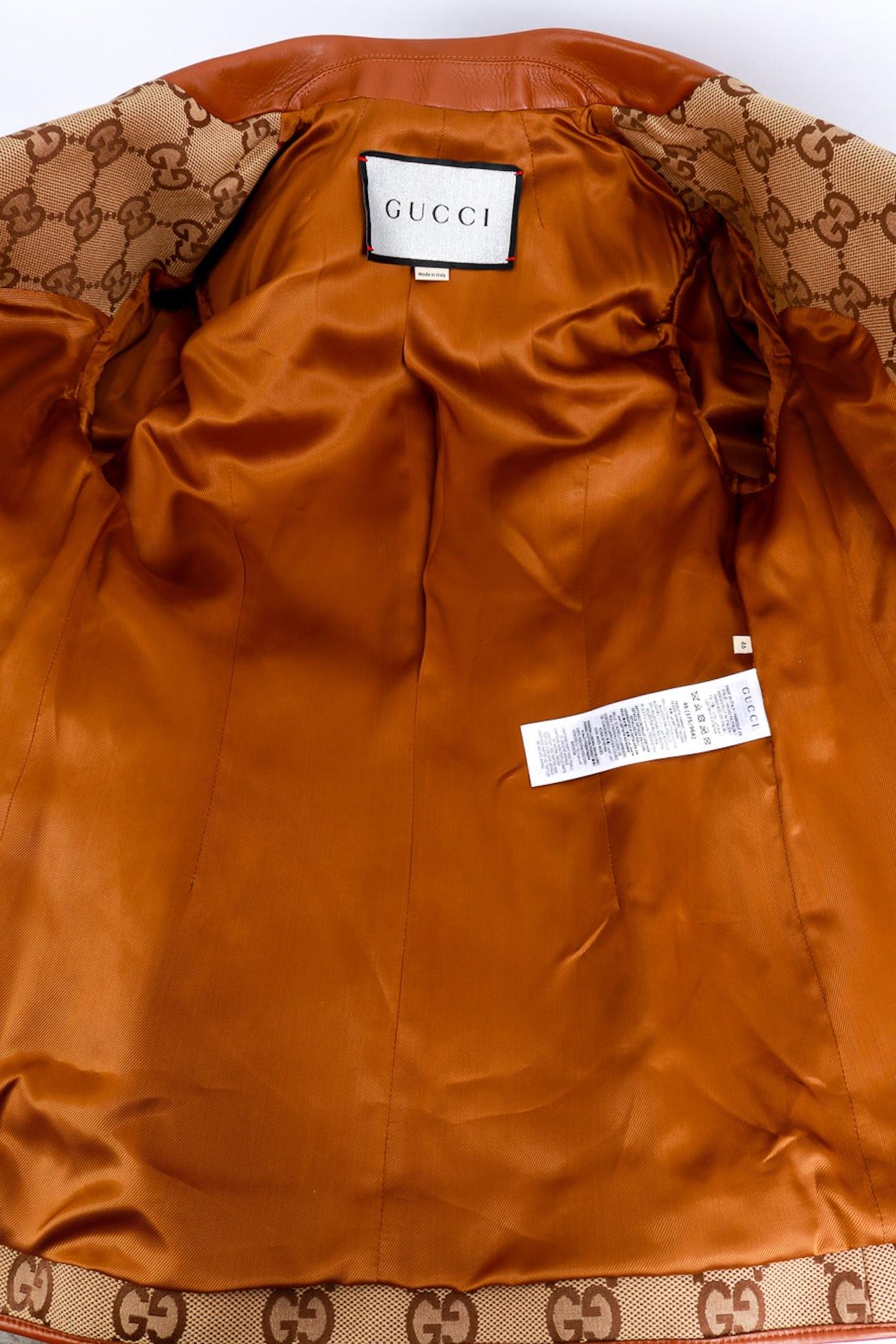 Gucci Monogram Canvas & Leather GG Hourglass Jacket (US 8-10) For Sale 2