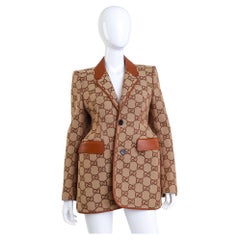 Gucci Monogram Canvas & Leather GG Hourglass Jacket (US 8-10)