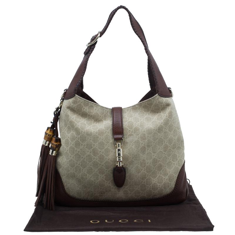Gucci Monogram Canvas Medium Jackie Hobo Shoulder Bag 7
