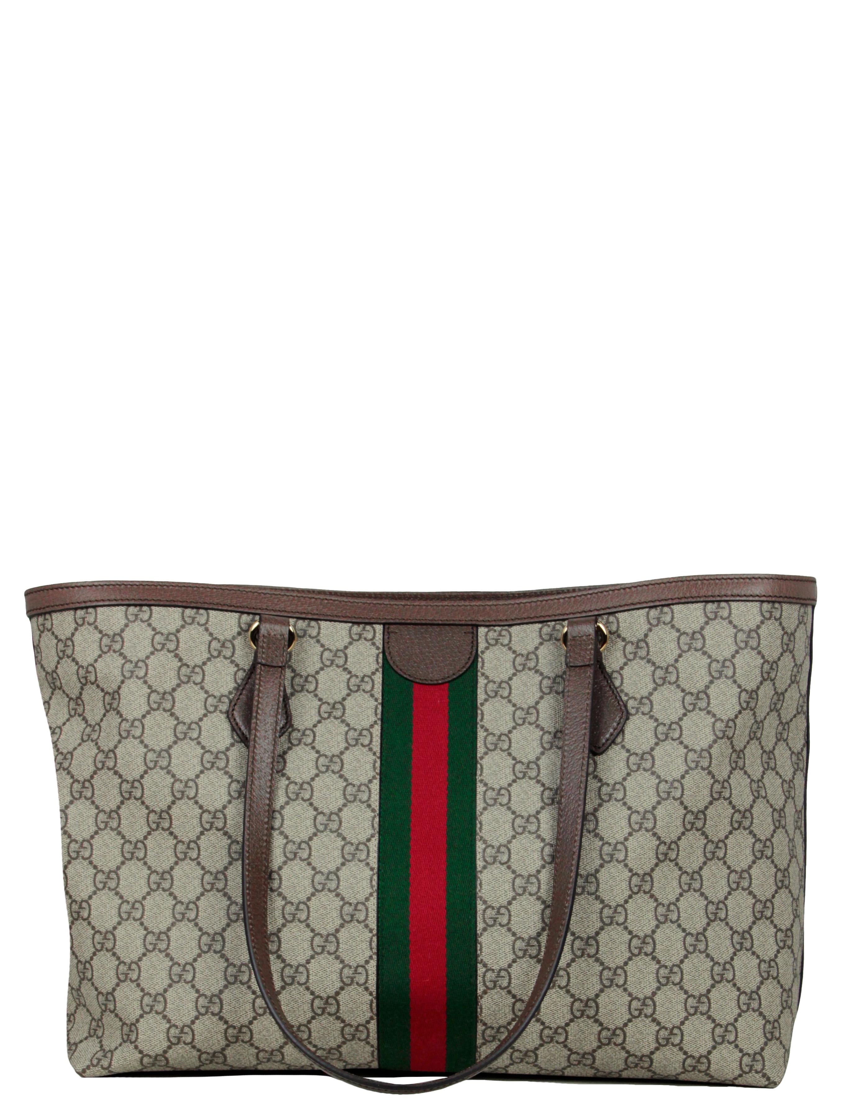 Gray Gucci Monogram Canvas Supreme Ophidia GG Medium Tote Bag