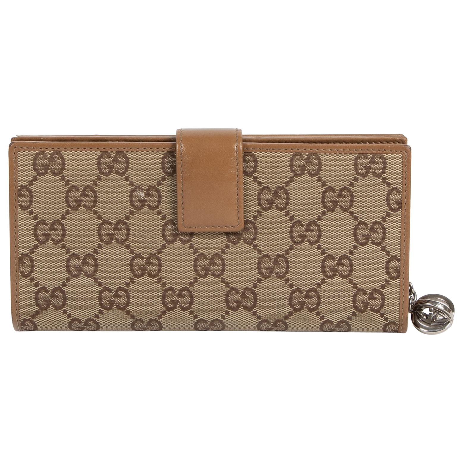 Gucci Monogram Canvas Wallet For Sale 