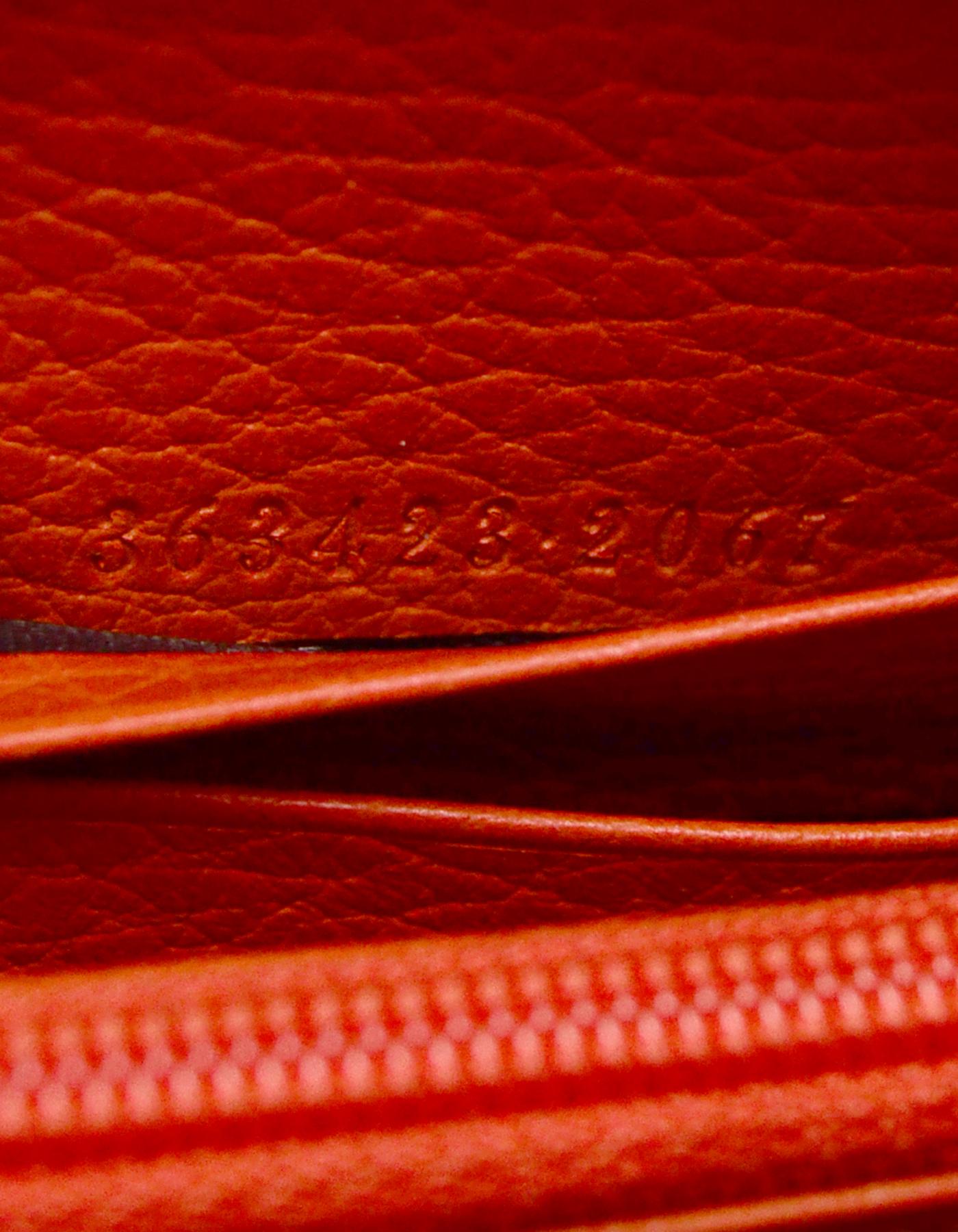 Women's Gucci Monogram Canvas Zip Around Wallet w/ Orange Leather Trim